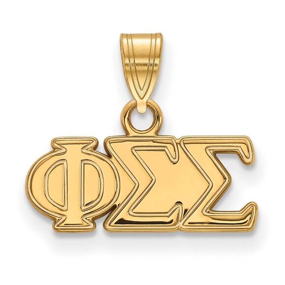 14K Plated Silver Phi Sigma Sigma Small Greek Letters Pendant - Picture 1 of 4